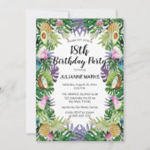 トロピカルフルーツ緑の夏の18th誕生日パーティー 招待状 (正面)