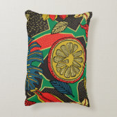 トロピカルフルーツ葉、、ドードル花パターン。 アクセントクッション (裏面(縦))