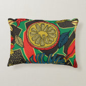 トロピカルフルーツ葉、、ドードル花パターン。 アクセントクッション (裏面)