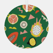 トロピカルフルーツ鮮やか:シームレスパターン。 ガラスオーナメント (裏面)