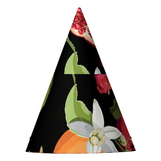 トロピカルフルーツ：エキゾチックなシームレスな背景 パーティーハット (正面)