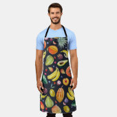トロピカルフルーツ:水の色マルチフルート模様。 エプロン (着用した状態)