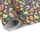 トロピカルフルーツ：水の色マルチフルート模様。 ラッピングペーパー (ロールコーナー)