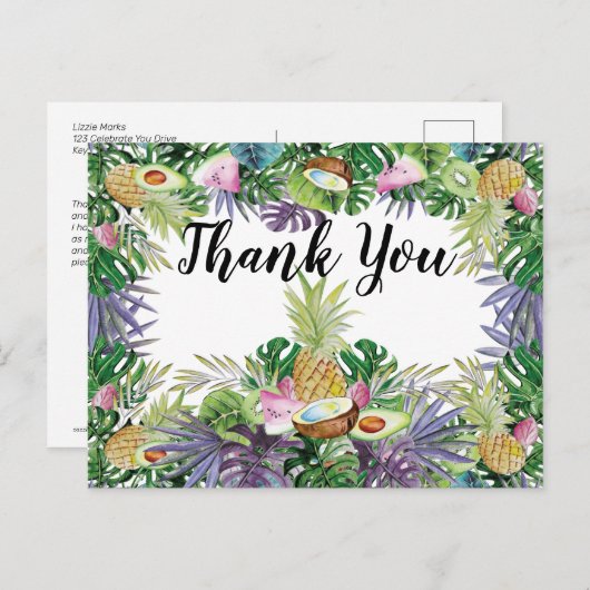 トロピカルフルーツ | 緑のパーティーありがとう ポストカード (正面/裏面)