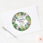 トロピカルフルーツ |緑の夏の誕生日パーティー ラウンドシール (封筒)