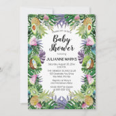 トロピカルフルーツ | 緑豊かな夏のベイビーシャワー 招待状 (正面)