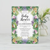 トロピカルフルーツ | 緑豊かな夏のベイビーシャワー 招待状 (スタンド正面)