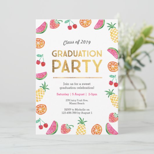 トロピカルフルーティキッズ卒業パーティー招待状 招待状 (スタンド正面)