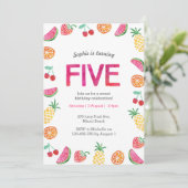 トロピカルフルーティピンク誕生日招待状 招待状 (スタンド正面)