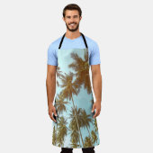 トロピカルフレーム：抽象芸術ヤシ エプロン (着用した状態)