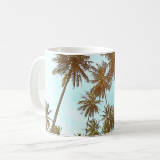 トロピカルフレーム:抽象芸術ヤシ コーヒーマグカップ (正面左)