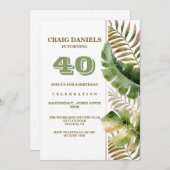 トロピカルフロンド誕生日 招待状 (正面/裏面)