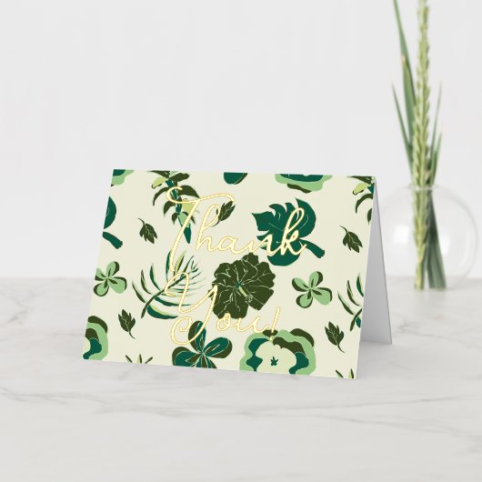 トロピカルフローラありがとう 箔グリーティングカード (正面)