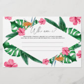 トロピカルフローラの手のひら – 私は誰ブライダルシャワーゲーム 便箋 (正面)