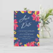 トロピカルフローラの日付カードを保存 招待状 (スタンド正面)