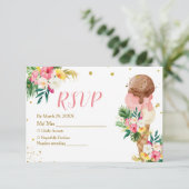 トロピカルフローラアイスクリームブライダルシャワーRSVPカード サンキューカード (スタンド正面)