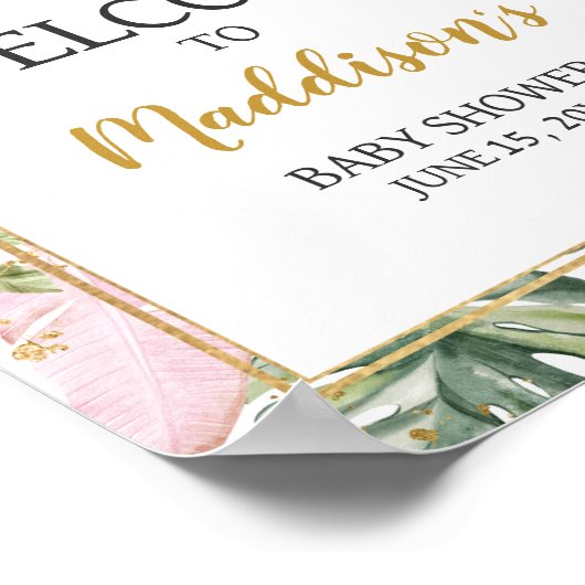 トロピカルフローラアロハウェルカムサイン ポスター (角)