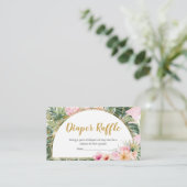 トロピカルフローラアロハベビーシャワーおむつラッフル エンクロージャーカード (スタンド正面)