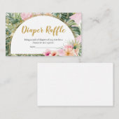 トロピカルフローラアロハベビーシャワーおむつラッフル エンクロージャーカード (正面/裏面)