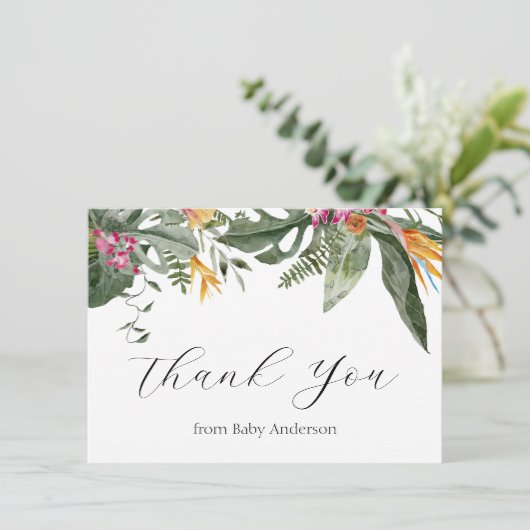 トロピカルフローラアロハベビーシャワーサンキュー サンキューカード (スタンド正面)