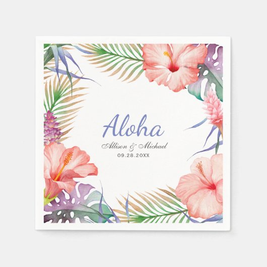 トロピカルフローラアロハルアウ（ハワイ式宴会）スタイル スタンダードカクテルナプキン (正面)