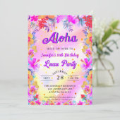 トロピカルフローラアロハルアウ（ハワイ式宴会）誕生日 招待状 (スタンド正面)
