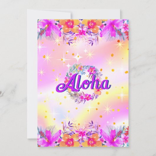 トロピカルフローラアロハルアウ(ハワイ式宴会)誕生日 招待状 (裏面)