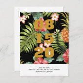 トロピカルフローラウェディング日付ポストカードの保存 案内ポストカード (正面/裏面)