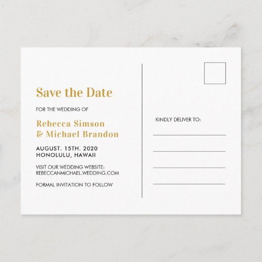 トロピカルフローラウェディング日付ポストカードの保存 案内ポストカード (裏面)