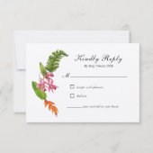 トロピカルフローラウェディングRSVPカード 出欠カード (正面)