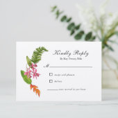 トロピカルフローラウェディングRSVPカード 出欠カード (スタンド正面)