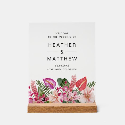 トロピカルフローラウェルカムアクリルサイン アクリルサイン (正面)