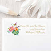 トロピカルフローラウォーターカラーシックサマーブーケ ラベル (インサイチュ)