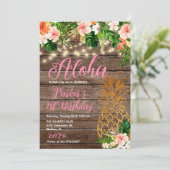 トロピカルフローラウッドアロハパイナップル誕生日 招待状 (スタンド正面)