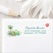 トロピカルフローラエレガントウェディング差出人住所 ラベル (インサイチュ)