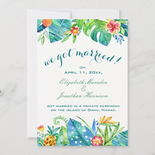 トロピカルフローラエレガントウエ得結婚した披露宴 招待状 (正面)