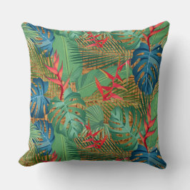 トロピカルフローラオンウィッカープリント クッション