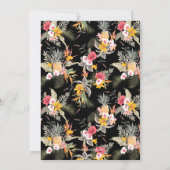 トロピカルフローラオンブラックウェディング日付を保存 セーブザデート (裏面)