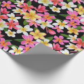 トロピカルフローラオンブラック ラッピングペーパー (角)