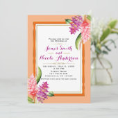 トロピカルフローラコーラルオレンジ&金ゴールドシック結婚ズ 招待状 (スタンド正面)
