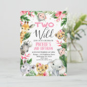 トロピカルフローラサファリアニマルズバイワイルド誕生日 招待状 (スタンド正面)