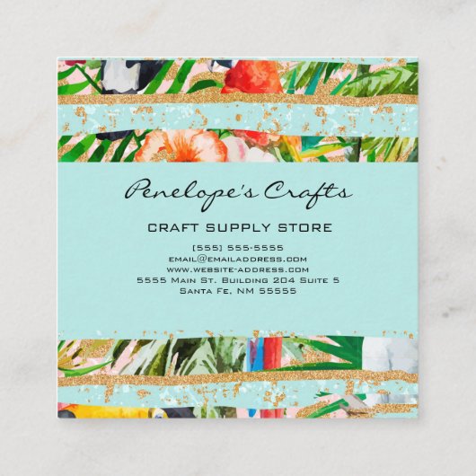 トロピカルフローラスクエアビジネスカード スクエア名刺 (裏面)