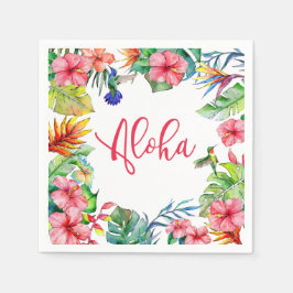 トロピカルフローラハイビスカスアロハハワイアンパーティー スタンダードカクテルナプキン