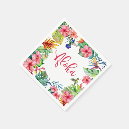 トロピカルフローラハイビスカスアロハハワイアンパーティー スタンダードカクテルナプキン (角)