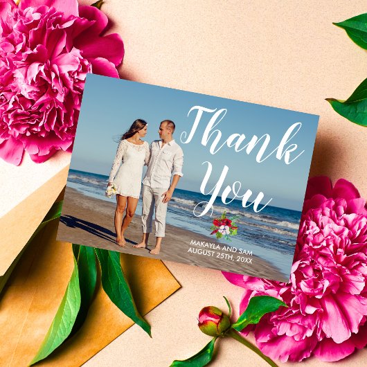 トロピカルフローラハイビスカス結婚島の有難うござう サンキューカード