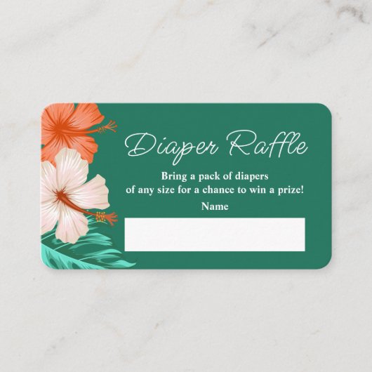 トロピカルフローラハワイアンアロハベビーおむつラッフル エンクロージャーカード (正面)