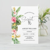 トロピカルフローラハワイアンルアウ(ハワイ式宴会)スウィート16誕生日 招待状 (スタンド正面)
