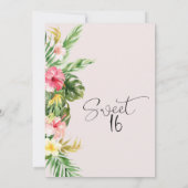 トロピカルフローラハワイアンルアウ(ハワイ式宴会)スウィート16誕生日 招待状 (裏面)