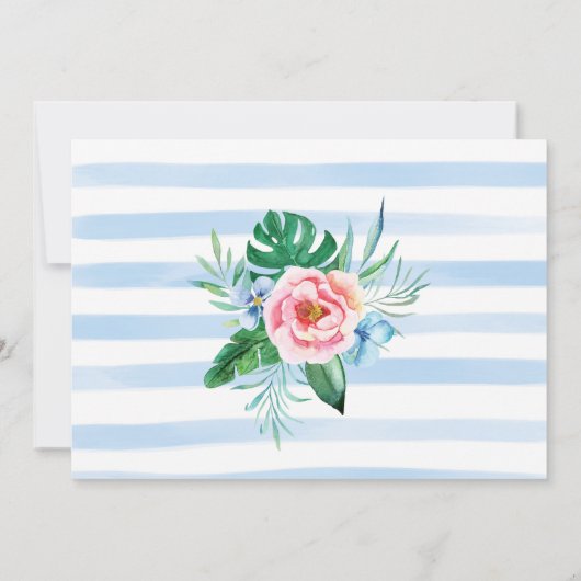 トロピカルフローラハワイ牡丹ピンクグリーン花嫁 招待状 (裏面)