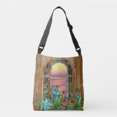 トロピカルフローラパラダイスアットサンセットクロスボディバッグ クロスボディバッグ (正面)